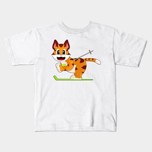 Tiger Skier Ski Winter sports Kids T-Shirt